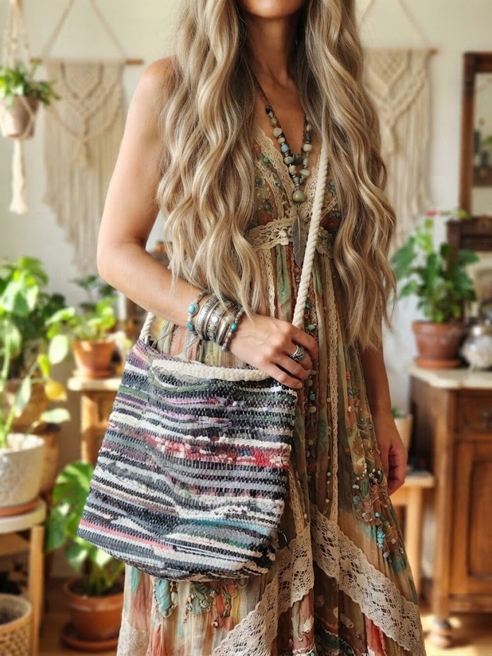 Multicolor Rug Rag  Shoulder Bag